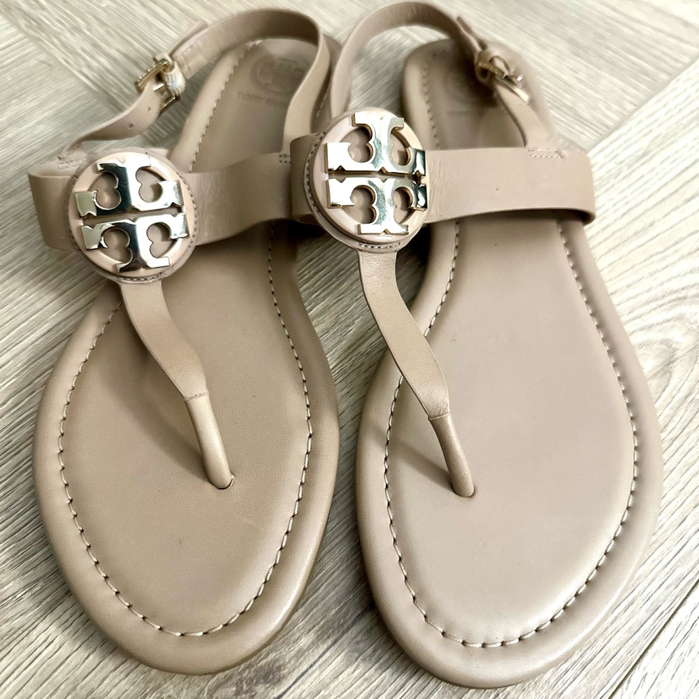 Tory Burch Miller Leather Sandals – Nude, Size 8